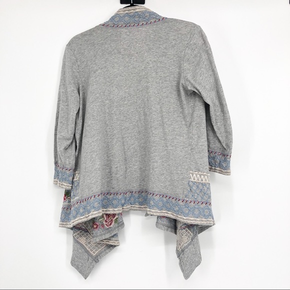 Johnny Was Sabine Flora Grey Wrap Jacket Cardigan - Picture 5 of 7